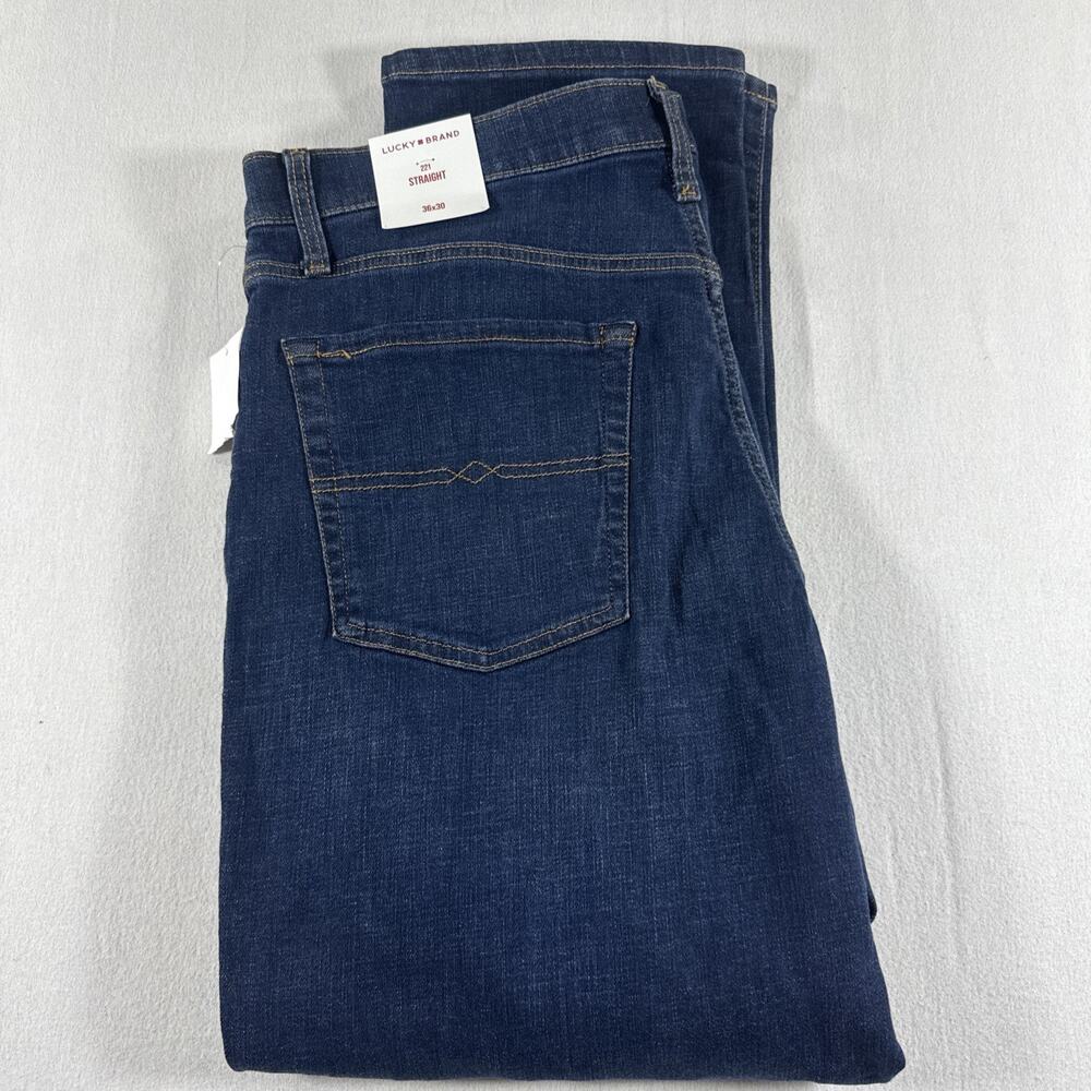 $99 NWT Lucky Brand Mens 221 Straight 36x30 Dark Wash Advanced Stretch Jeans